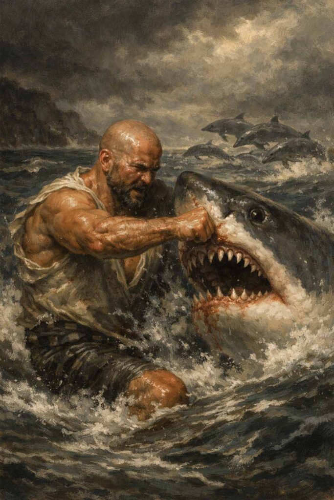 Douglas Brynes fights great white shark